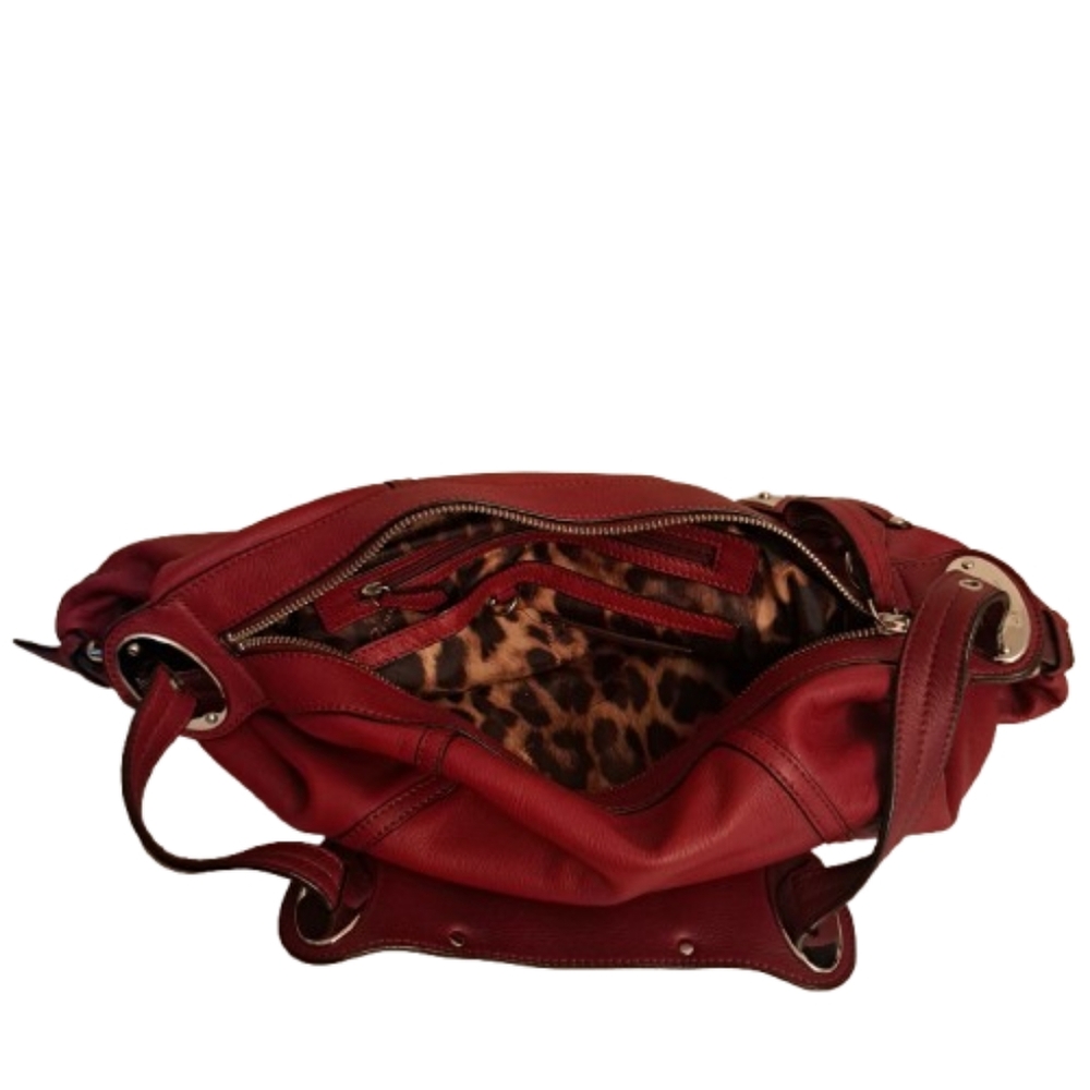 B. Makowsky Top Handle Buckle Detail Leather Slouchy Bag - Picture 6 of 11